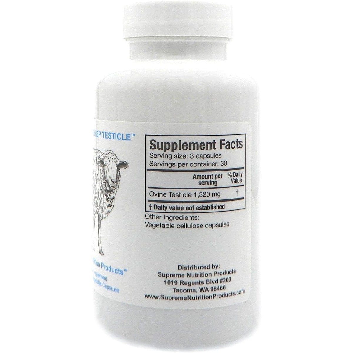 Supreme Nutrition Sheep Testicle - 100% Grass Fed and Finished in New Zealand, 90 Capsules of Pure Ovine Testicle