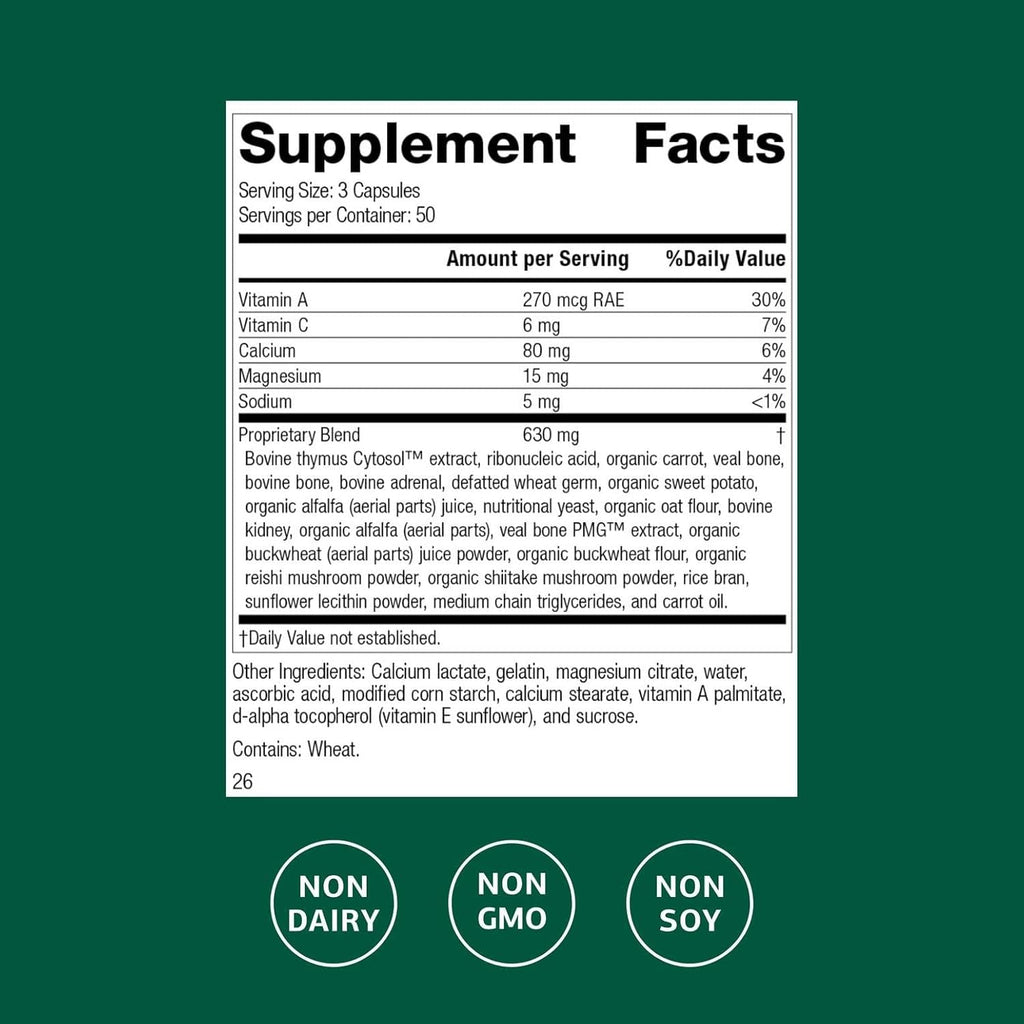 Standard Process Inc. Congaplex - Thymus Gland Support Supplement - Immune Health with Calcium Lactate, Magnesium, Vitamin C & Vitamin a - Immune System Aid with Mushroom Powder - 150 Capsules