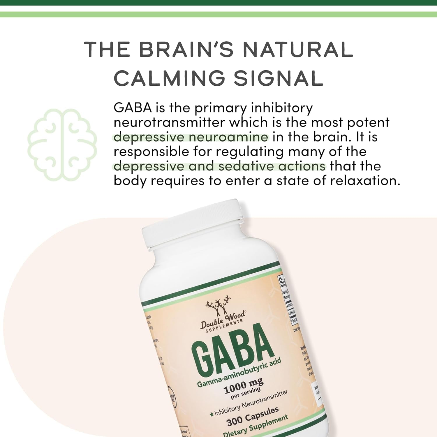 GABA Supplement (300 Capsules, 1,000Mg per Serving) Promotes Calm, Relaxation, and Supports Sleep (Vegan Safe, Gluten Free, Non-Gmo)(Gamma Aminobutyric Acid) by Double Wood