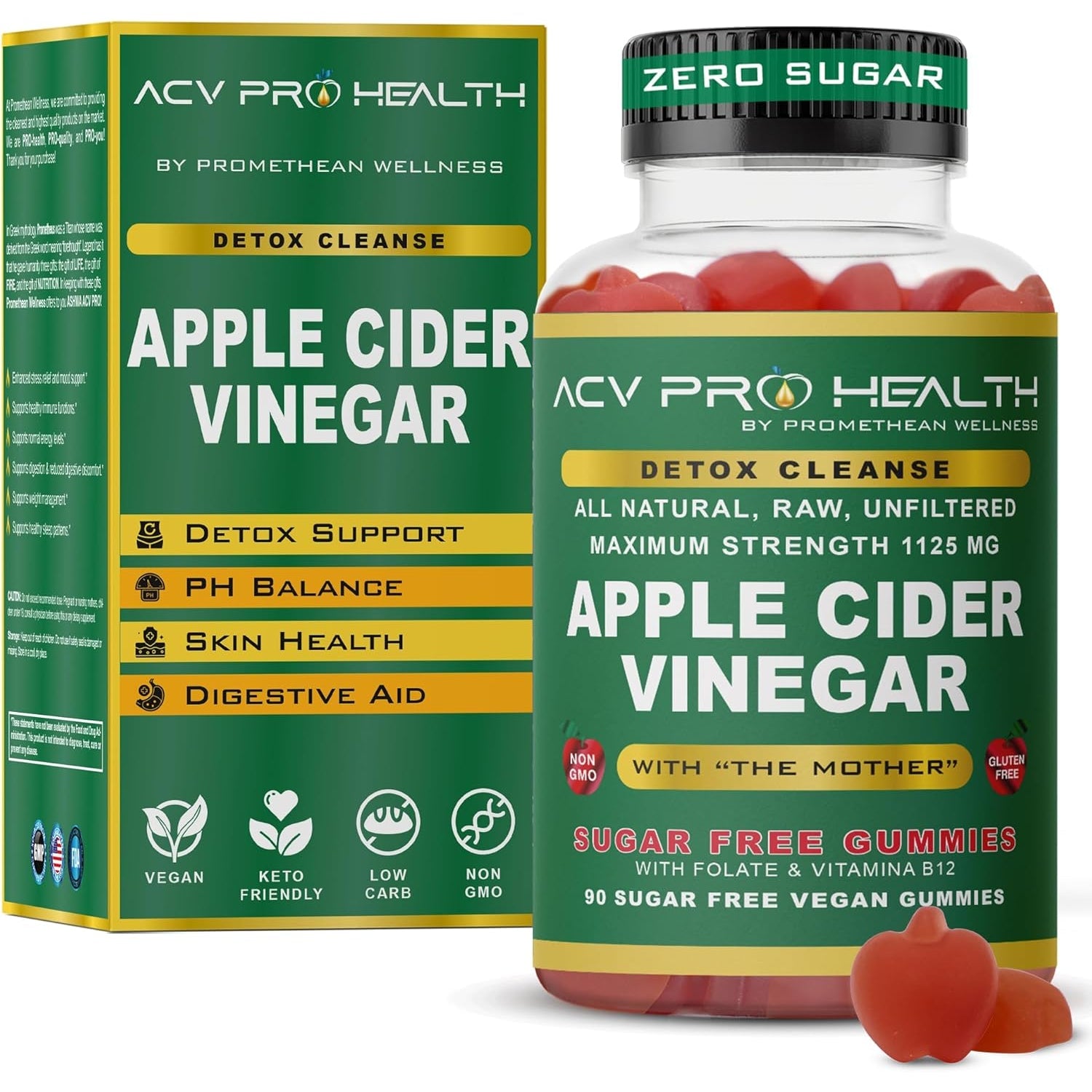 ACV with Sugar Makes No Sense! Apple Cider Vinegar Gummies Sugar Free Low Carb Advanced Keto Acv Gummies Keto Gummy Detox Cleanse (90 Count)