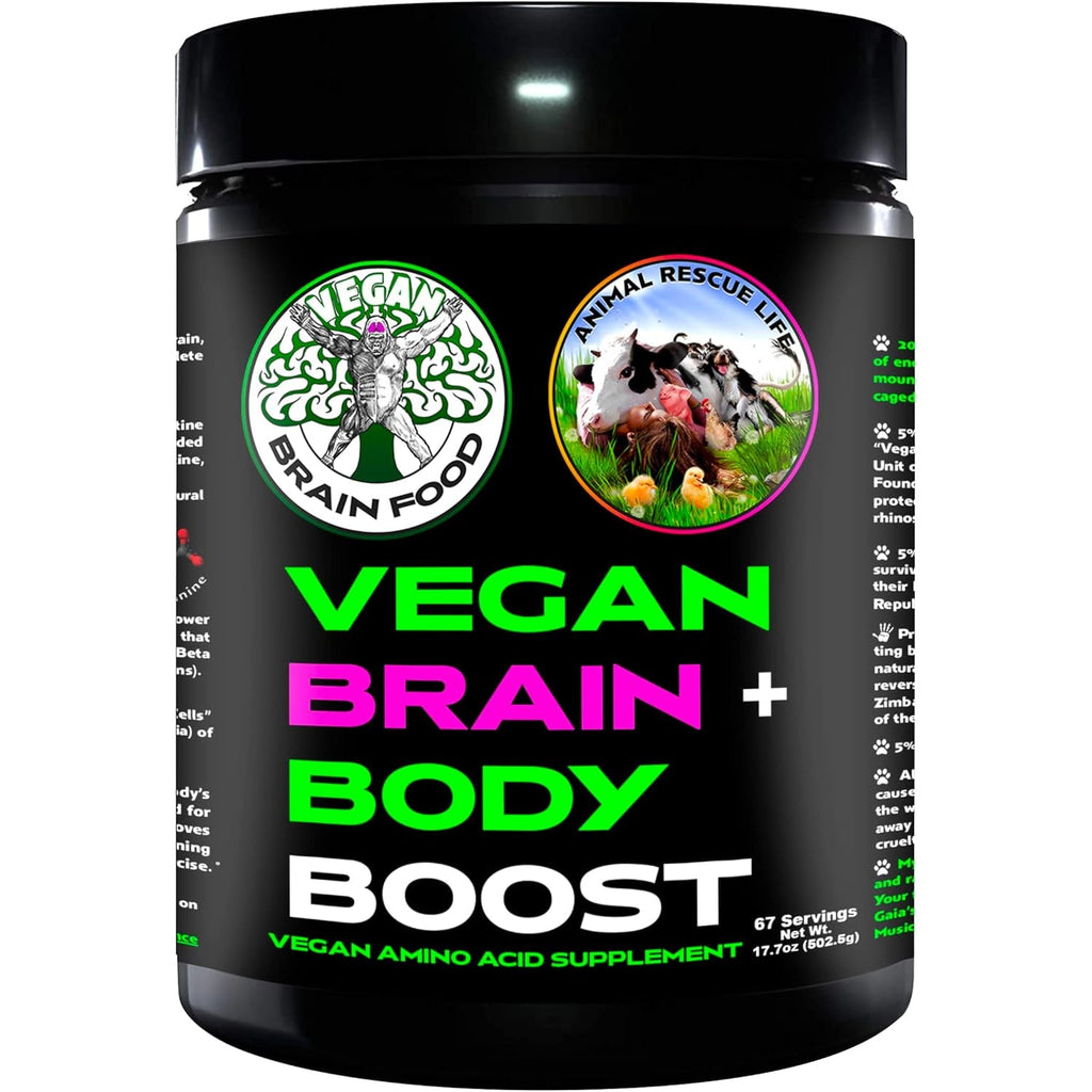 Vegan Brain & Body Boost: the Cherry on Top of a Plant-Based Lifestyle | Working Intelligence | Anti-Aging | Physical Fitness | Vegan Amino Acids - Creatine, Taurine & Beta Alanine | 67 Servings/500G