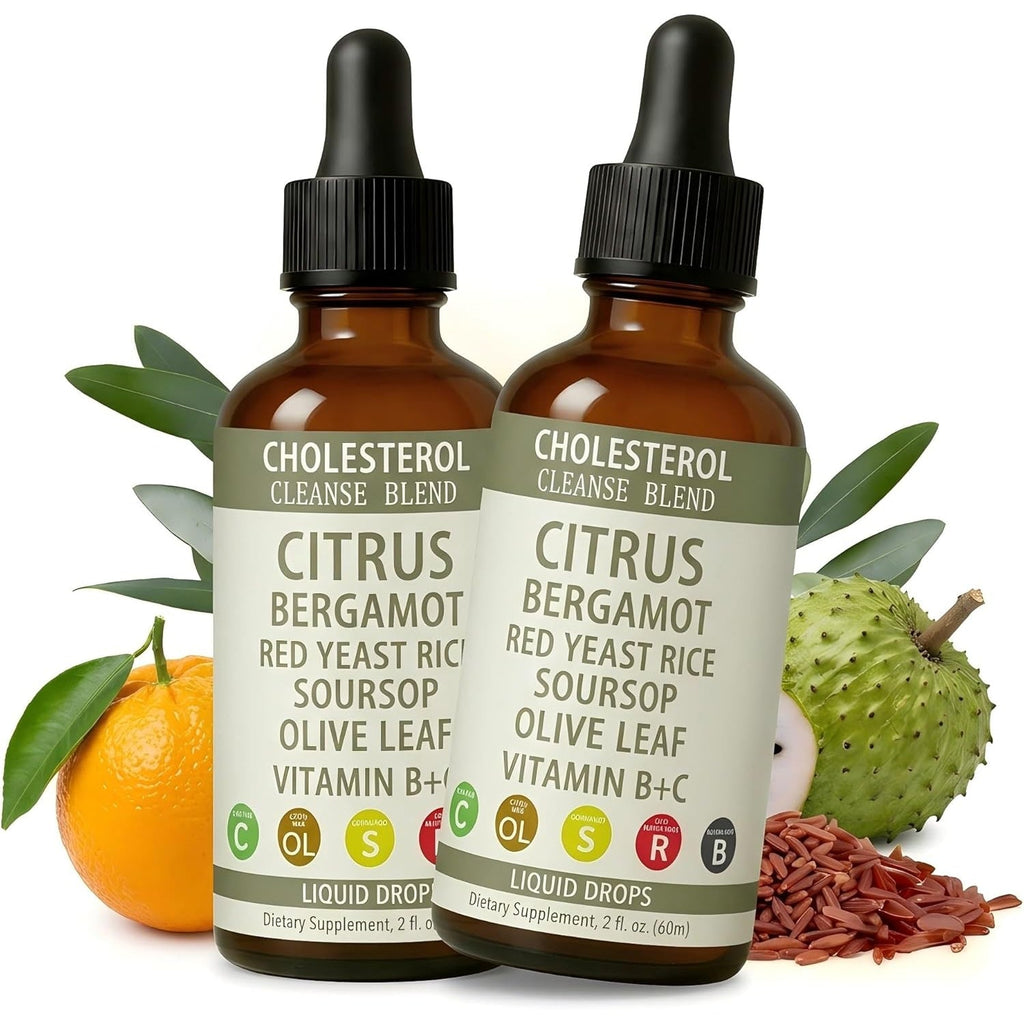 Red Yeast Rice Drops - High Absorption Cholesterol Support, Red Yeast Rice, Soursop, Olive Leaf,Vitamin B+C, Natural, Non-Gmo Vegan, Heart Health Antioxidant Liquid Supplement 2 Fl Oz,2Pcs