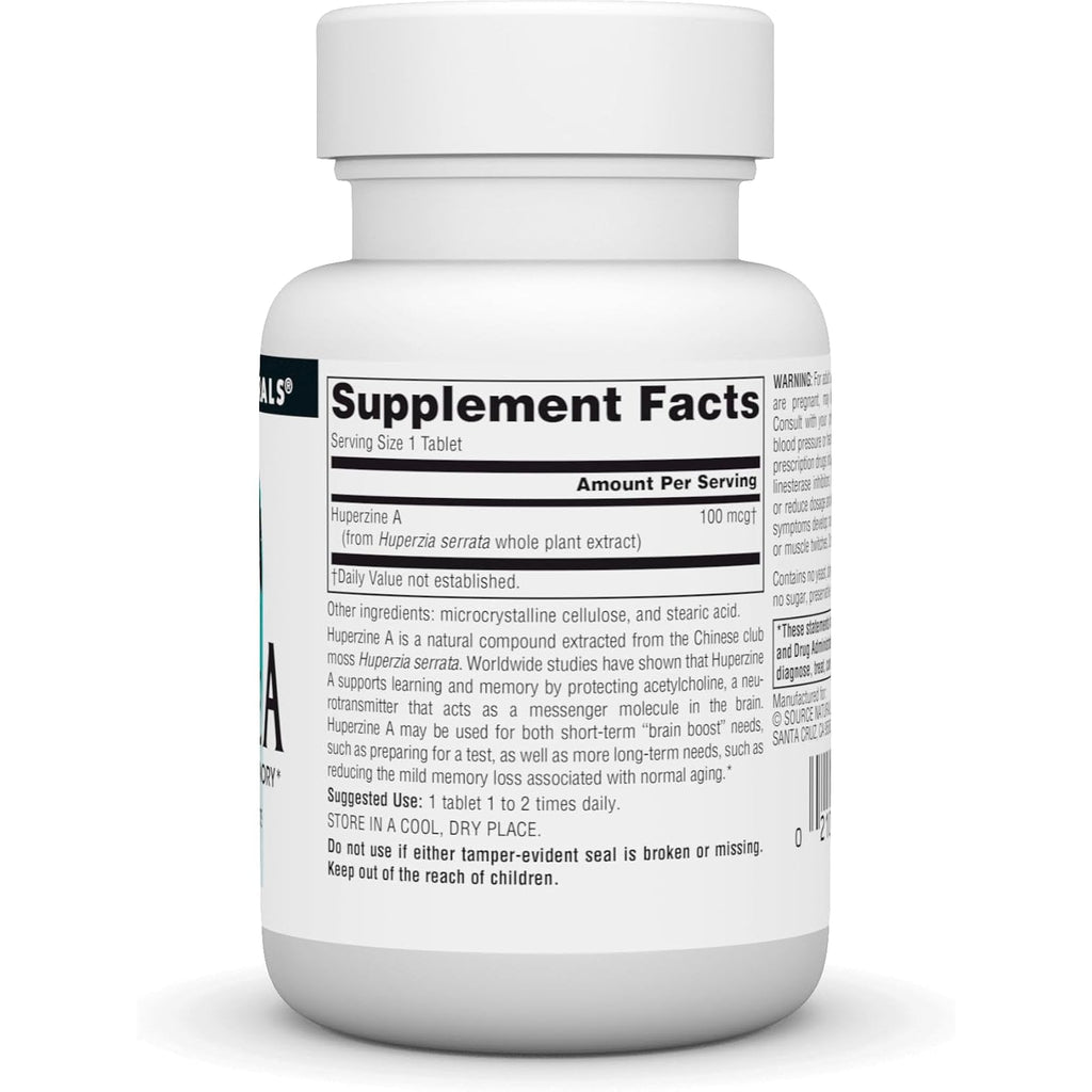Source Naturals Huperzine a for Learning & Memory* - 100 Mcg, 60 Tablets