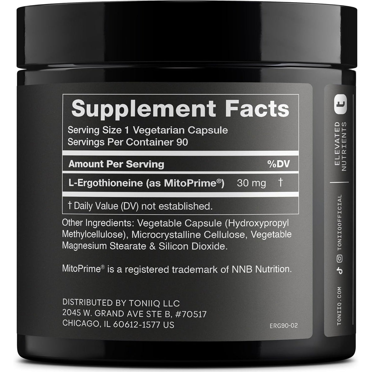 Ergothioneine with Clinically Studied Mitoprime® - High Potency 30Mg with 98% Purity - Fermentation-Based L Ergothioneine Supplement - Longevity and Immune Support - Third-Party Tested, 90 Capsules