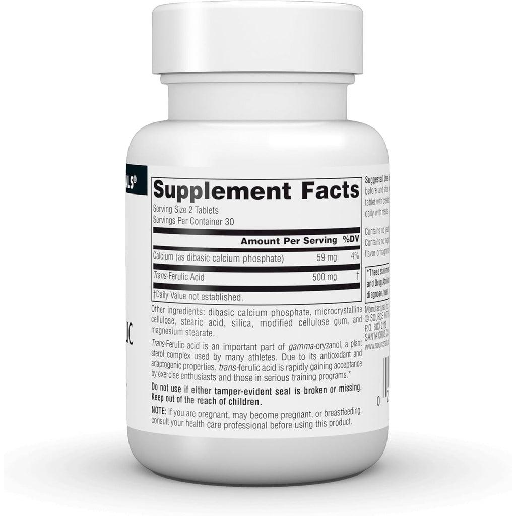 Source Naturals Athletic Series, Trans-Ferulic Acid, Antioxidant Support* - 250Mg -60 Tablets
