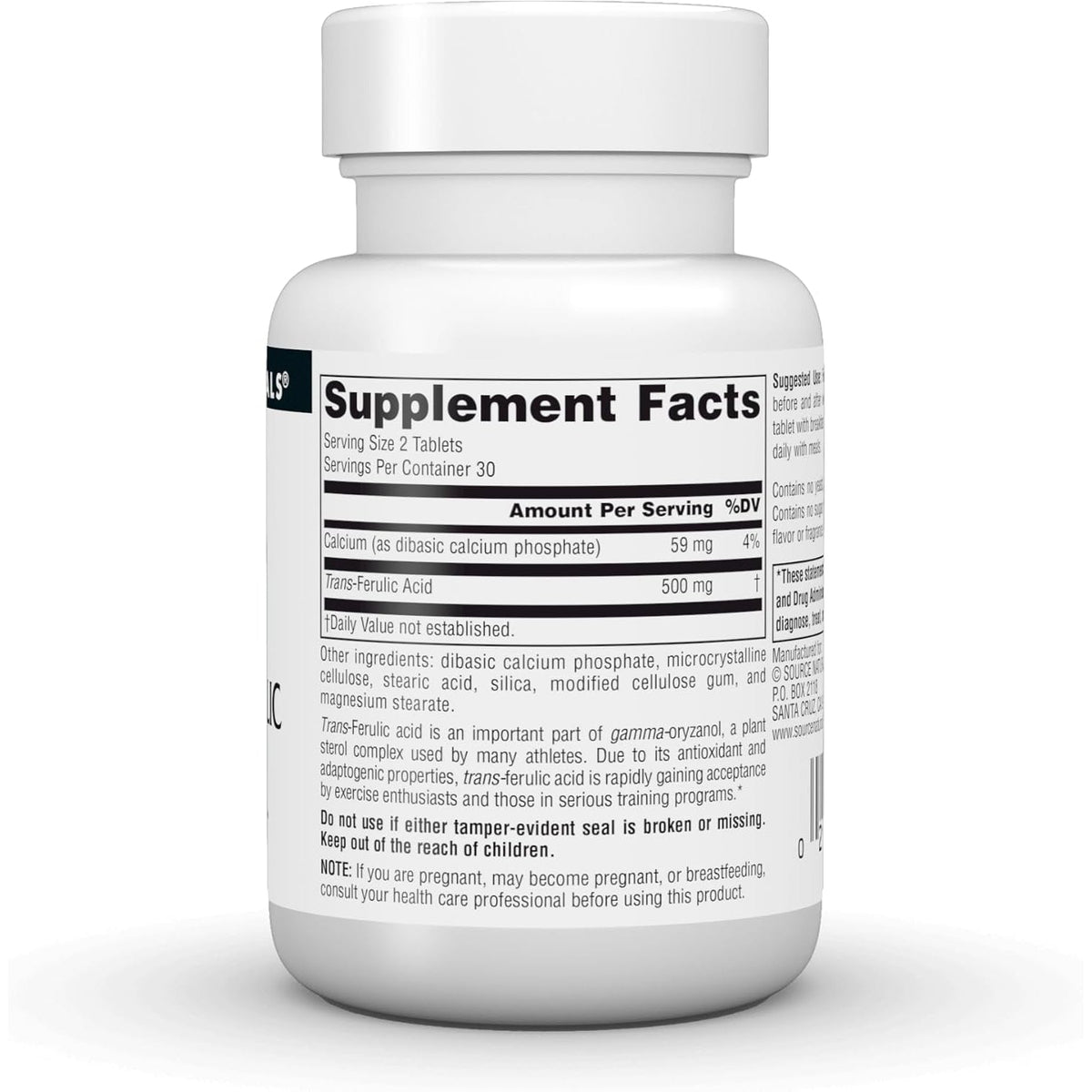 Source Naturals Athletic Series, Trans-Ferulic Acid, Antioxidant Support* - 250Mg -60 Tablets