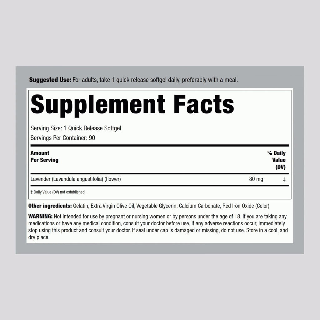Piping Rock Lavender Calm Pills | 90 Softgels | Non-Drowsy Supplement | Non GMO, Gluten Free
