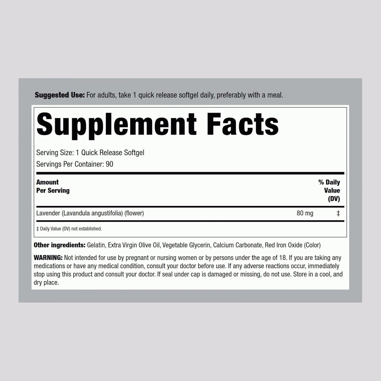 Piping Rock Lavender Calm Pills | 90 Softgels | Non-Drowsy Supplement | Non GMO, Gluten Free