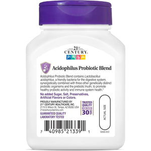 21St Century Acidophilus Probiotic Blend Capsules (100 Count), Daily Probiotic Supplement with Lactobacillus Acidophilus, Supports Digestive Health & Immune System, Non-Gmo, Gluten-Free