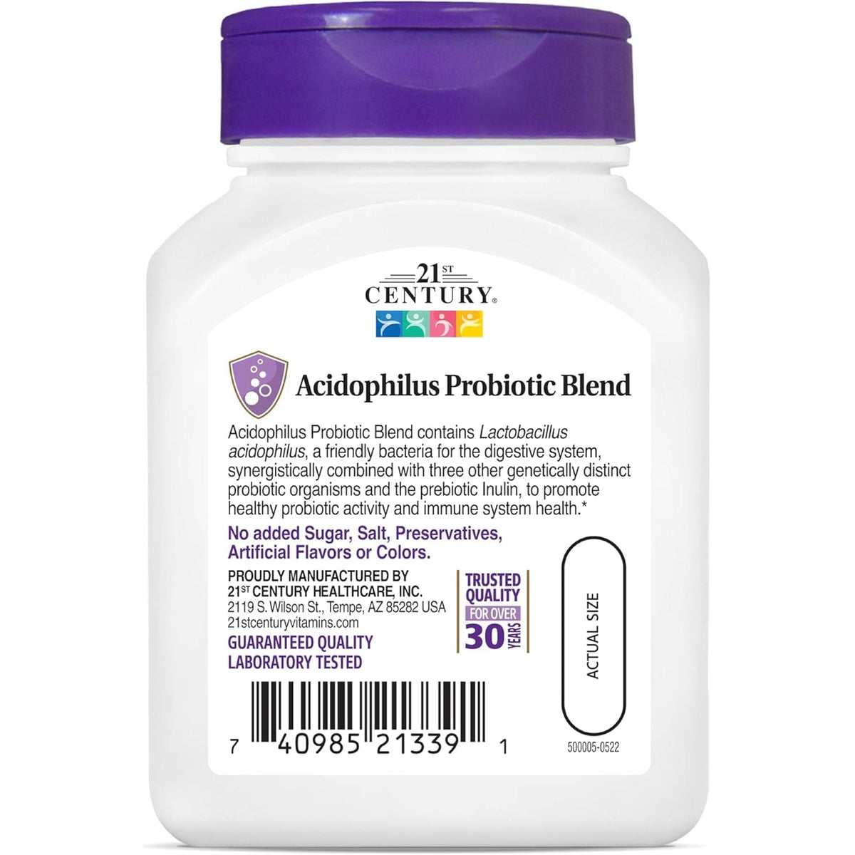 21St Century Acidophilus Probiotic Blend Capsules (100 Count), Daily Probiotic Supplement with Lactobacillus Acidophilus, Supports Digestive Health & Immune System, Non-Gmo, Gluten-Free