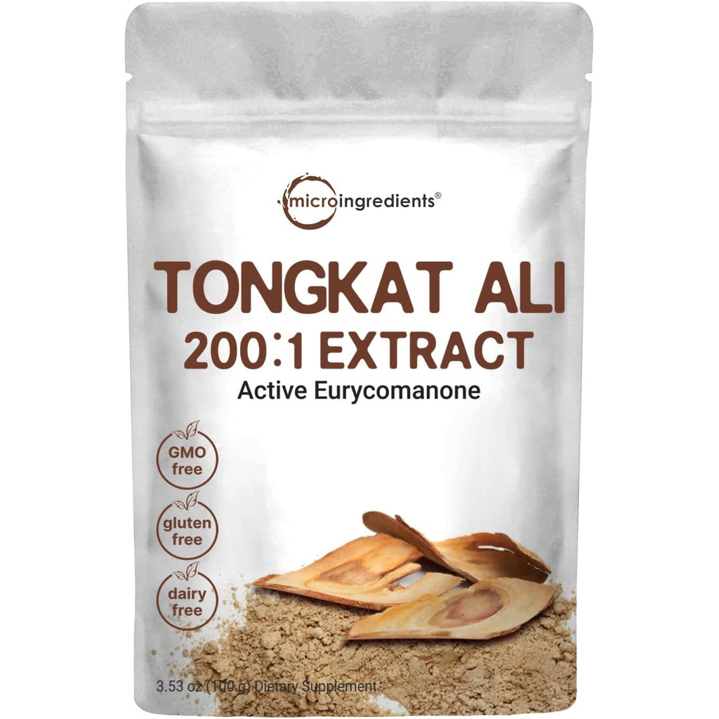 Micro Ingredients Tongkat Ali 200:1 Extract Powder for Men (100G) | Eurycoma Longifolia (Longjack) Root | Concentrated Herbal Supplement | Non-Gmo, Gluten Free