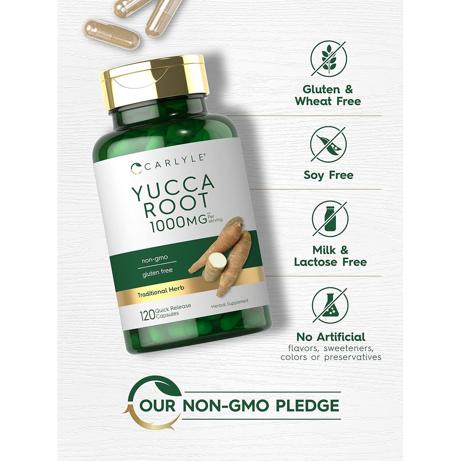 Carlyle Yucca Root Extract | 120 Capsules | Herbal Supplement | Non GMO and Gluten Free