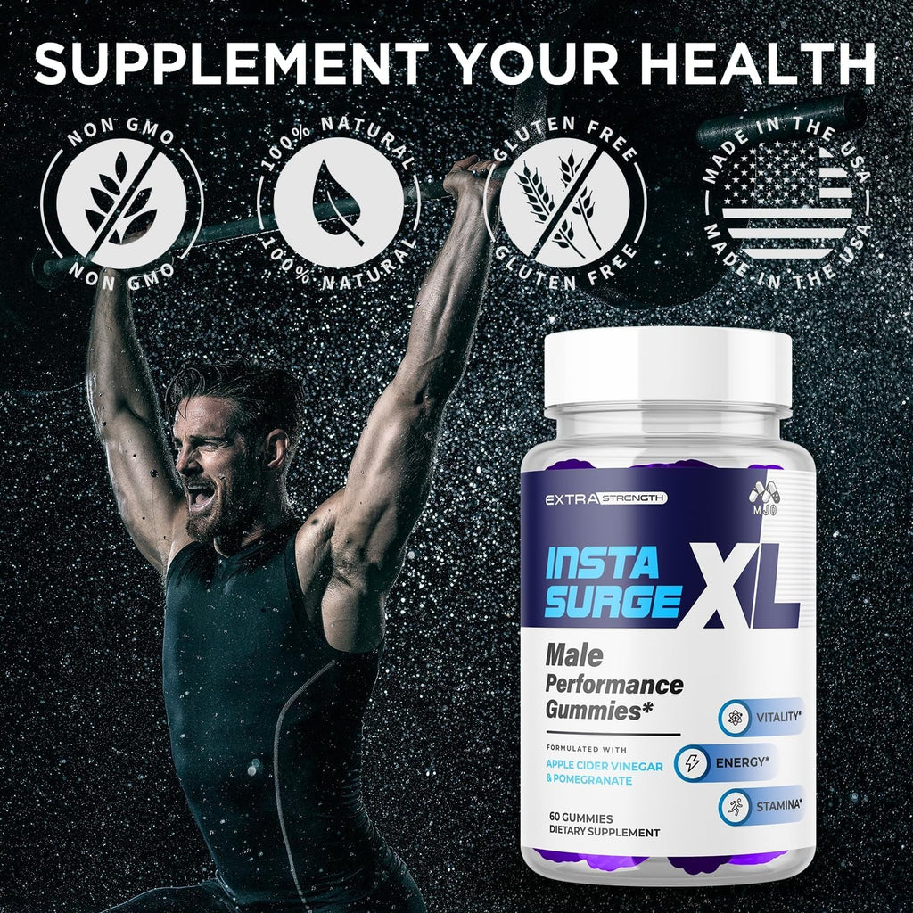 Insta Surge XL Gummies, Official Instasurge XL Gummys with All Natural Ingredients, Insta Surgexl Advanced Health Support Supplement Maximum Strength Active Lifestyle Multivitamin Gummys (60 Gummies)