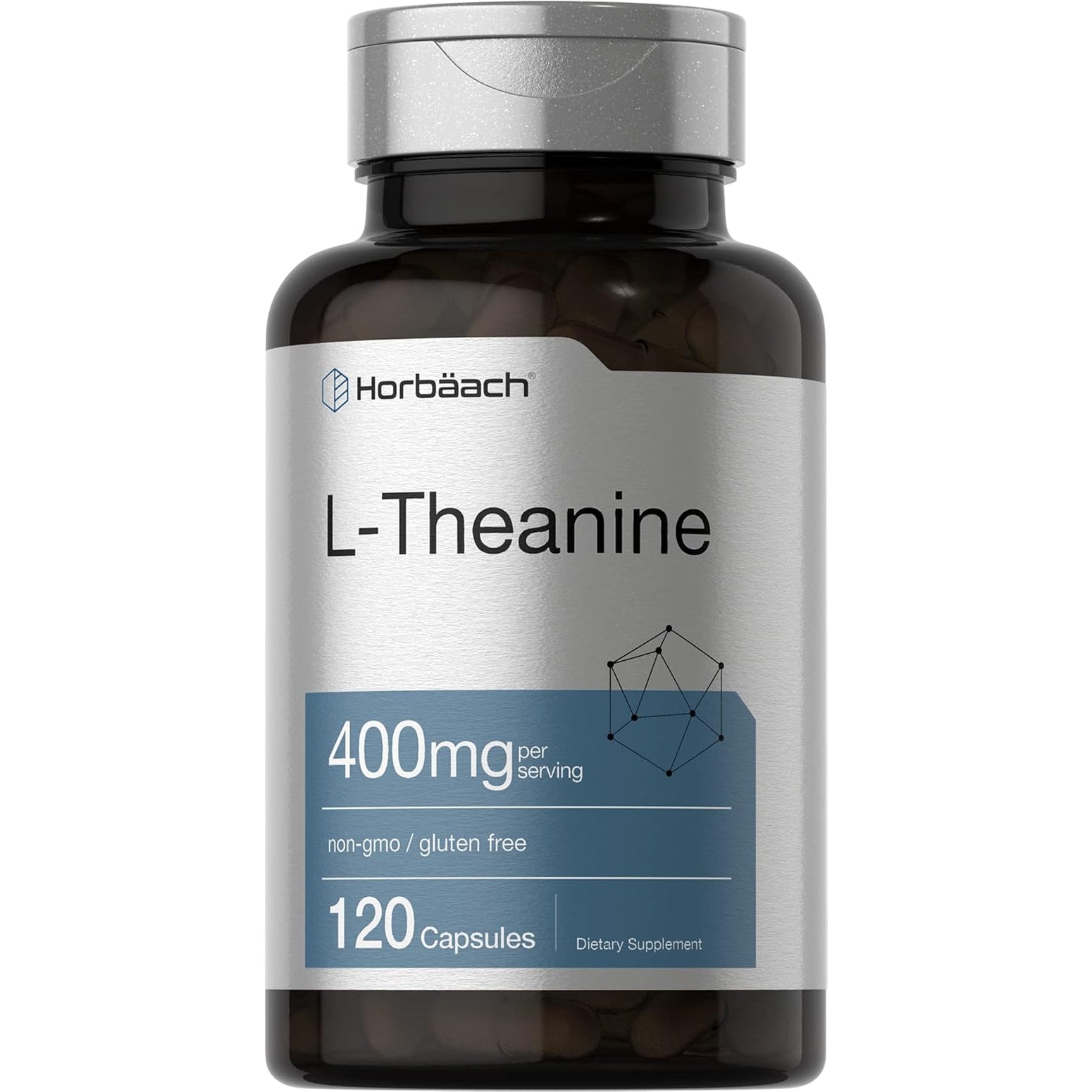 Horbäach L-Theanine Supplement | 400Mg | 120 Powder Capsules | Non-Gmo & Gluten Free