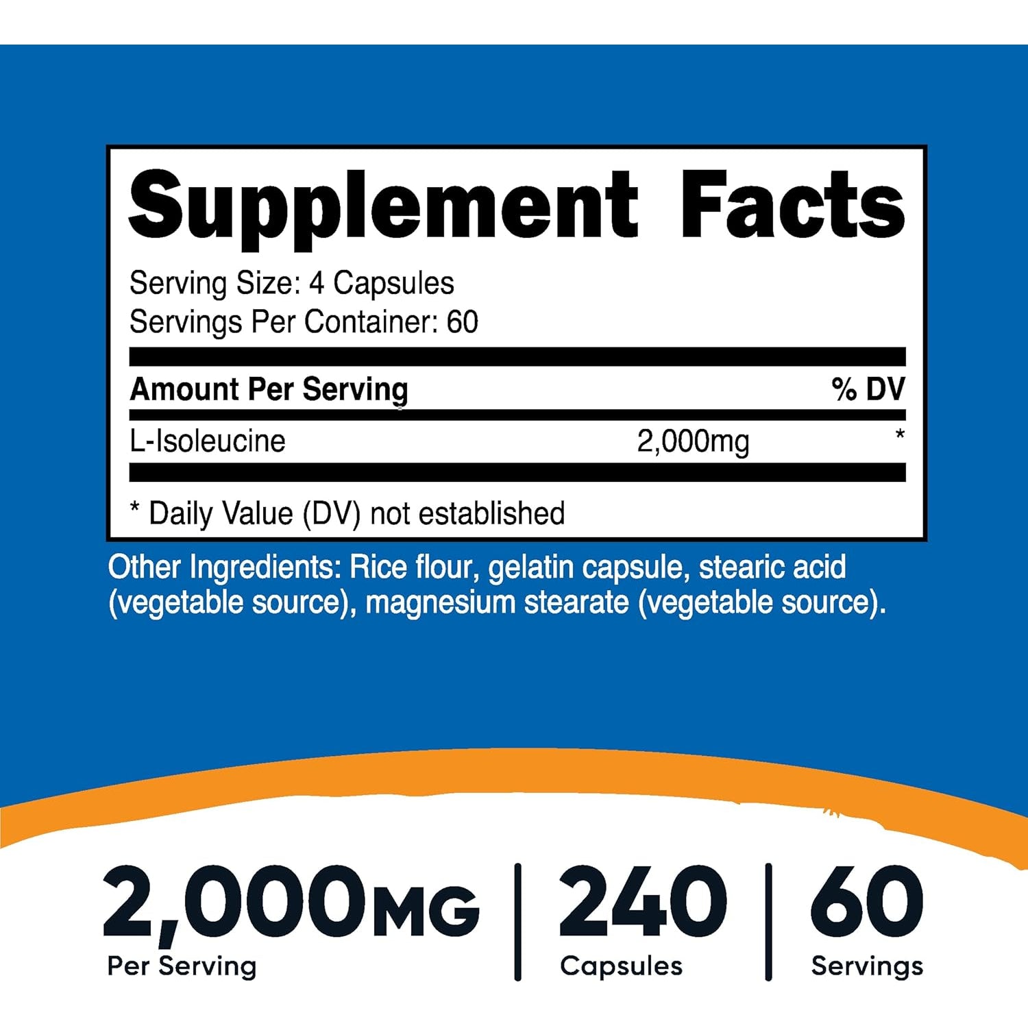 Nutricost L-Isoleucine 2000Mg per Serving, 240 Capsules (60 Servings)
