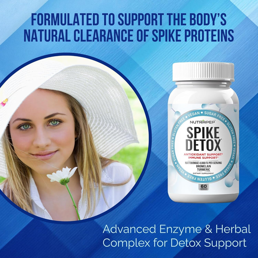 Nutrapep Spike Protein Detox Supplement - 4000 FU Nattokinase with Bromelain Selenium Dandelion Root Turmeric Extract & Curcumin - Foreign Protein Cleanse and Immune Support - Vegan Gluten-Free