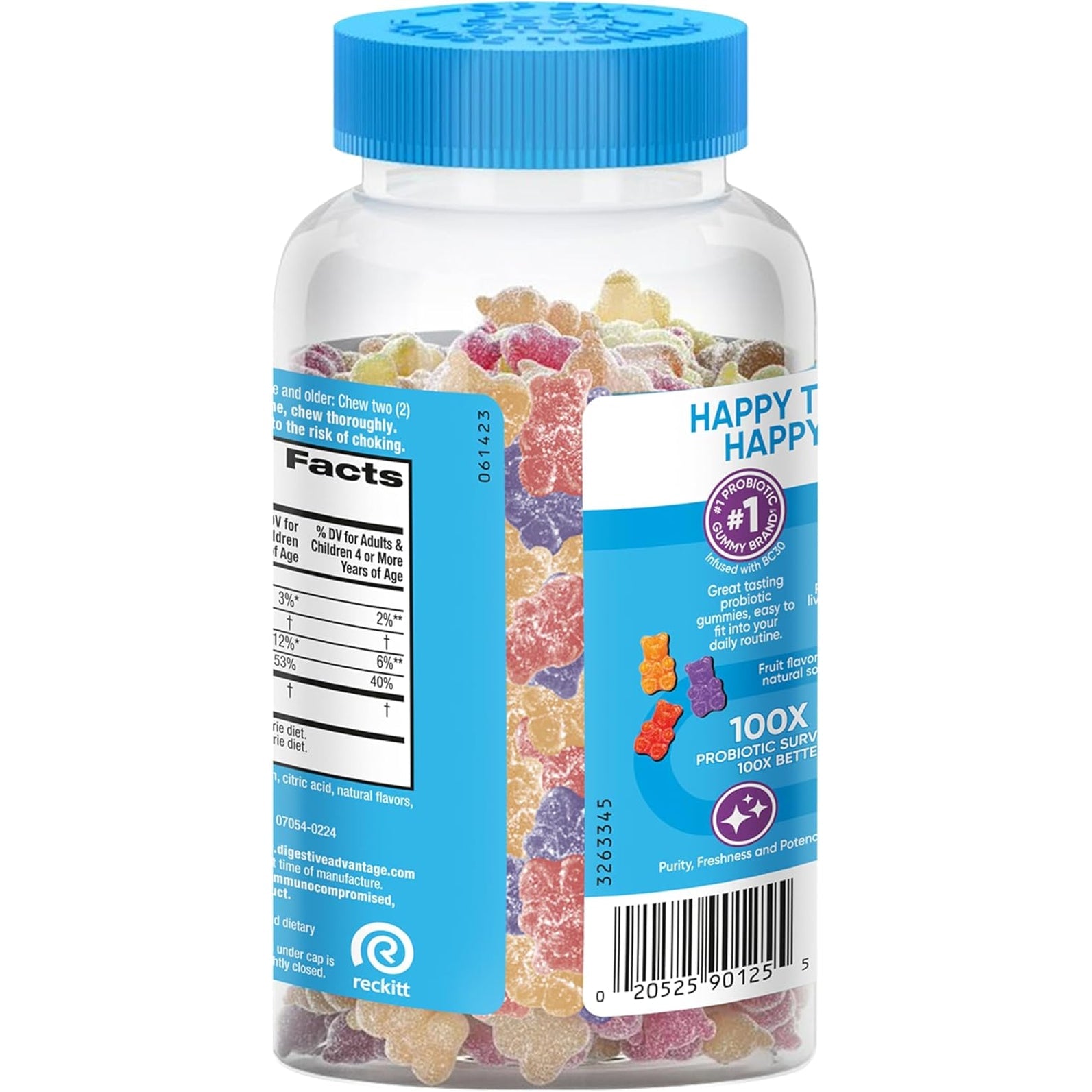Digestive Advantage Daily Probiotic Gummy for Kids, Multi, Natural Fruit Flavours, 80.0 Count