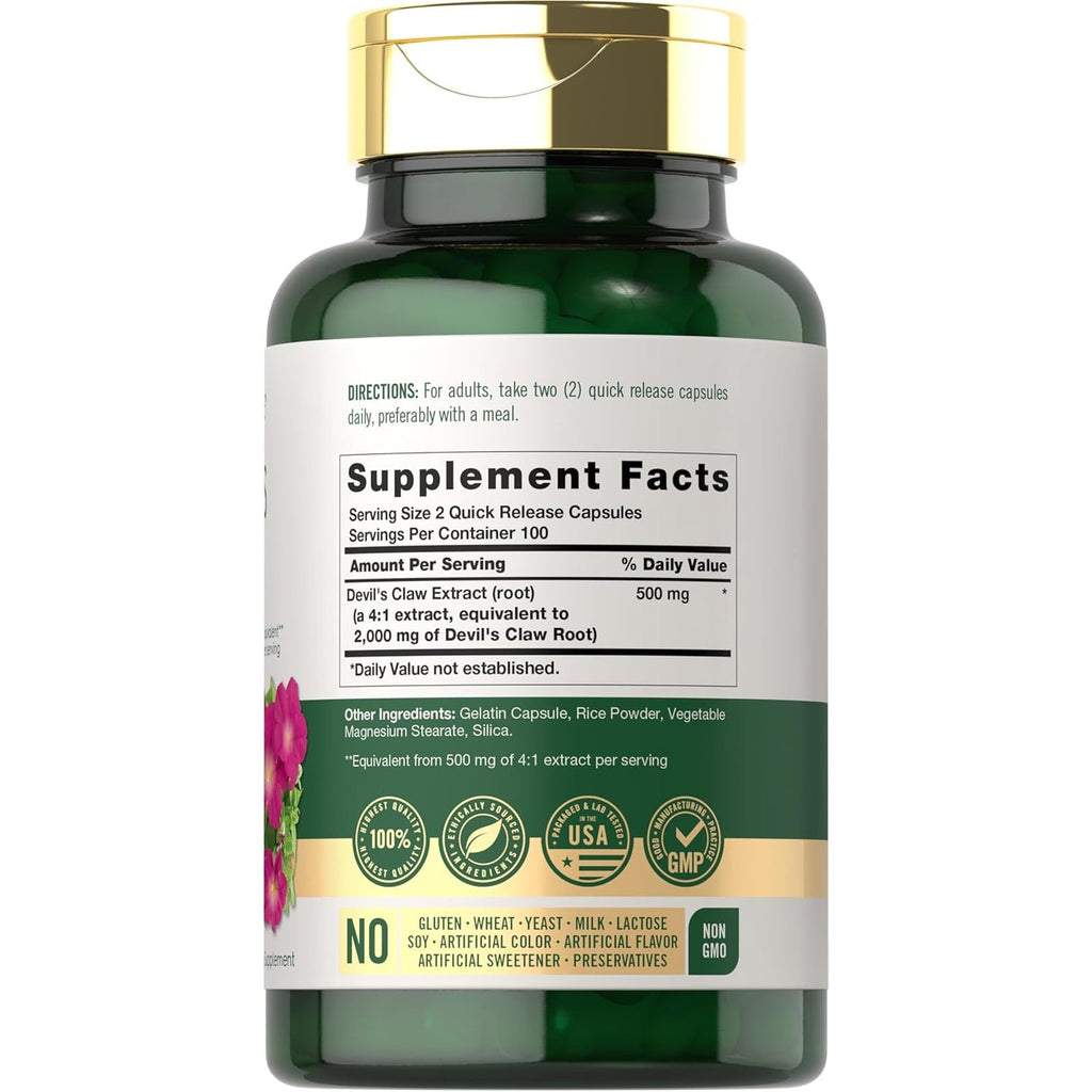 Carlyle Devils Claw Herbal Supplement | 200 Capsules | Non-Gmo & Gluten Free Formula