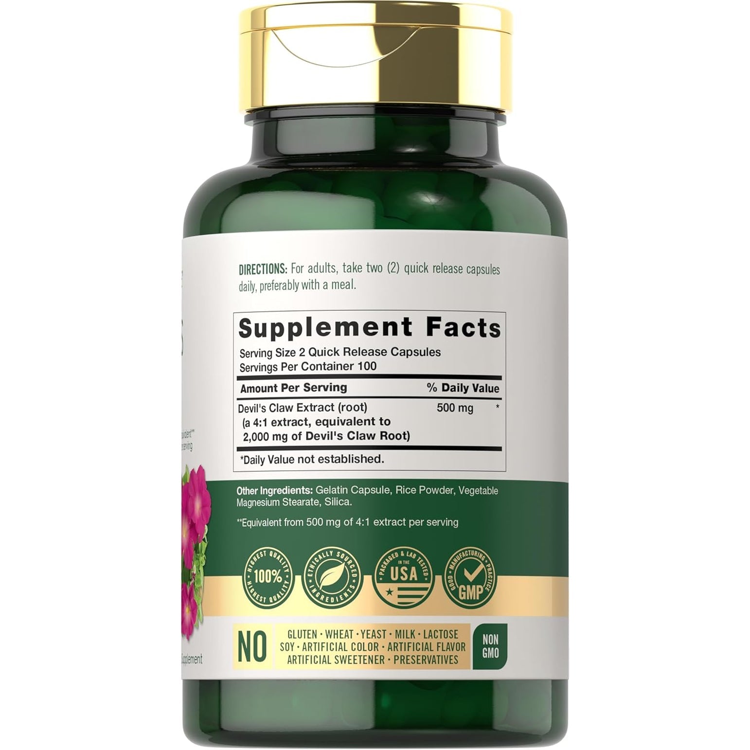 Carlyle Devils Claw Herbal Supplement | 200 Capsules | Non-Gmo & Gluten Free Formula