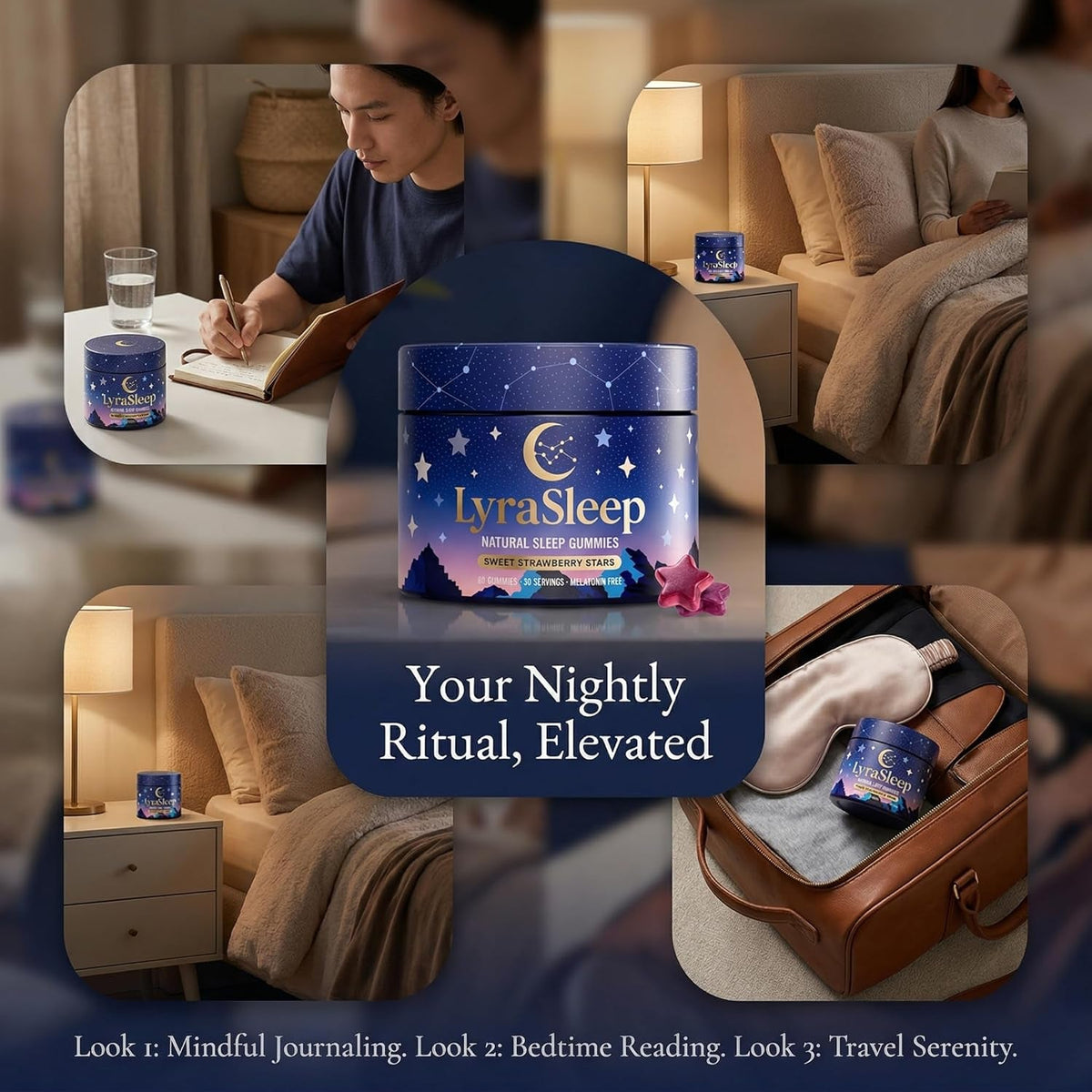 Lyrasleep Gummies - Nighttime Relaxation & Sleep Support Supplement with L-Theanine & Botanical Blend, Calm & Restful Sleep Formula, Berry Flavor - 60 Gummies