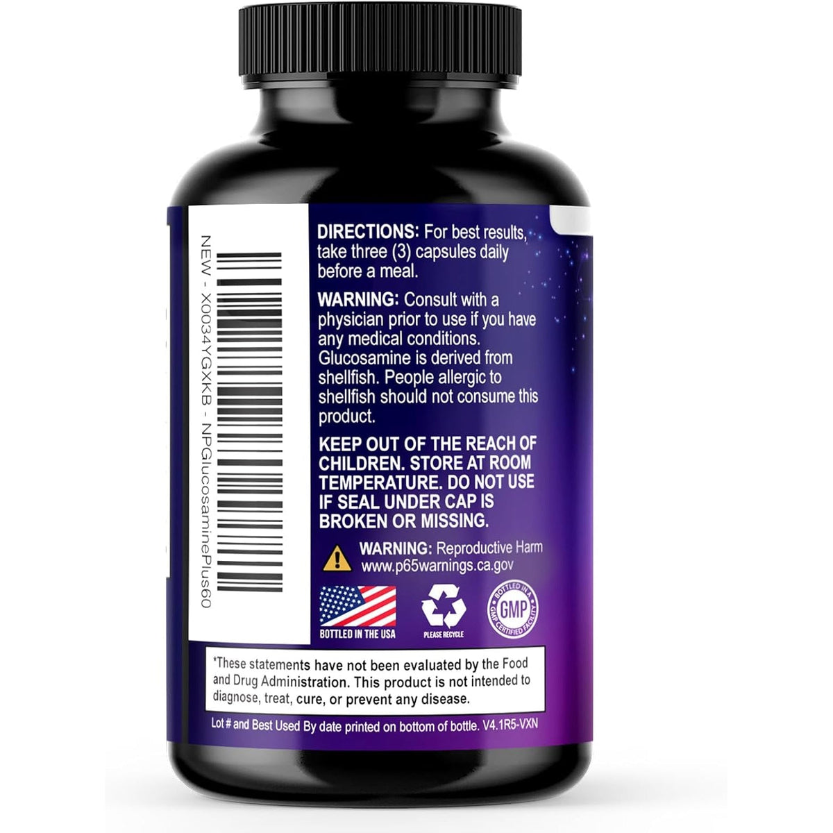 Glucosamine Chondroitin, MSM & Turmeric - Extra Strength Joint Support Supplement with 1500Mg Glucosamine Sulfate per Serving - for Cartilage, Joint Health & Flexibility - Bottled USA - 60 Capsules