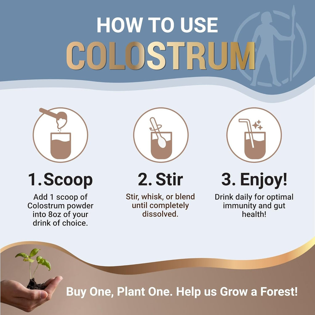 Grass Fed Colostrum Powder, Unflavored Bovine Colostrum for Humans, Colostrum Supplement Powder for Gut Health, Immune Support & Muscle Recovery, 120 Grams, Colostrum Powder Grass Fed