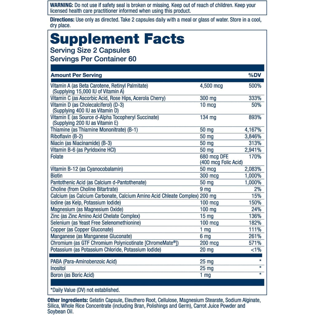 SOLARAY Twice Daily Multi Energy Multivitamin, Iron Free | Complete Multi for Immune & Energy Support | Non-Gmo | 120Ct (60 Serv, 120 CT)