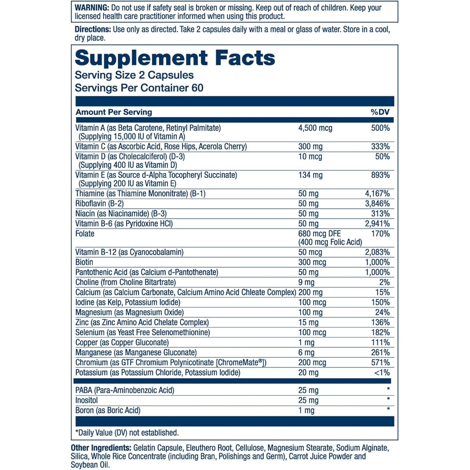 SOLARAY Twice Daily Multi Energy Multivitamin, Iron Free | Complete Multi for Immune & Energy Support | Non-Gmo | 120Ct (60 Serv, 120 CT)