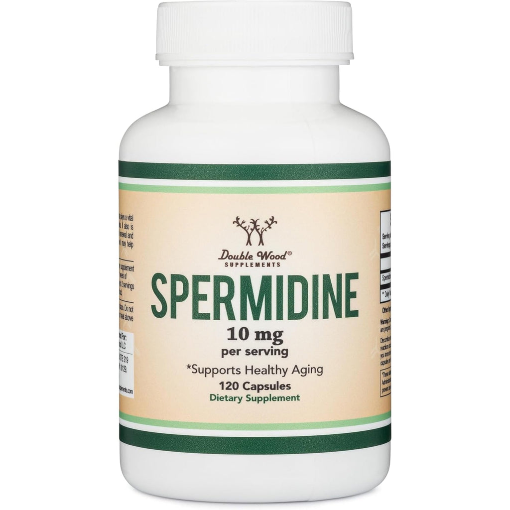 Spermidine Supplement (10Mg of 99% Spermidine 3HCL - Third Party Tested) 120 Capsules - over 100X More Potent than Wheat Germ Extract for Cell Membrane, Telomere Health and Aging by Double Wood