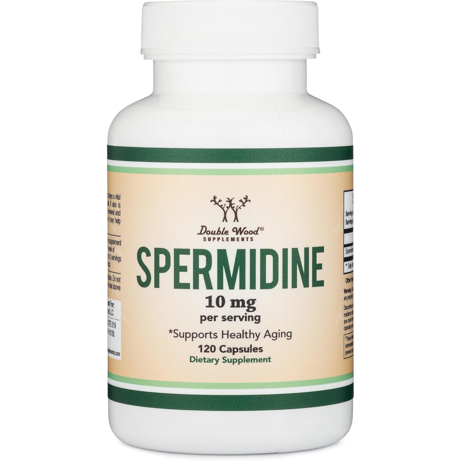 Spermidine Supplement (10Mg of 99% Spermidine 3HCL - Third Party Tested) 120 Capsules - over 100X More Potent than Wheat Germ Extract for Cell Membrane, Telomere Health and Aging by Double Wood