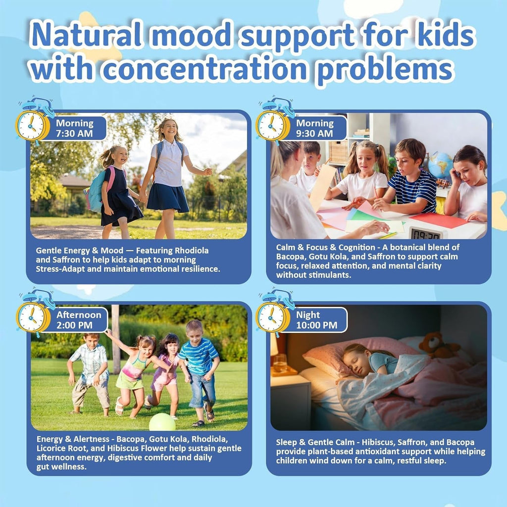 Saffron Gummies for Kids - Saffron Extract Supplements with GABA, Mood Munchies Calms Temper Tantrums, Supports Happy Mood & Cognition, Focus Calm Gummies for Kids 4+, Sugar Free Strawberry, 90 Counts