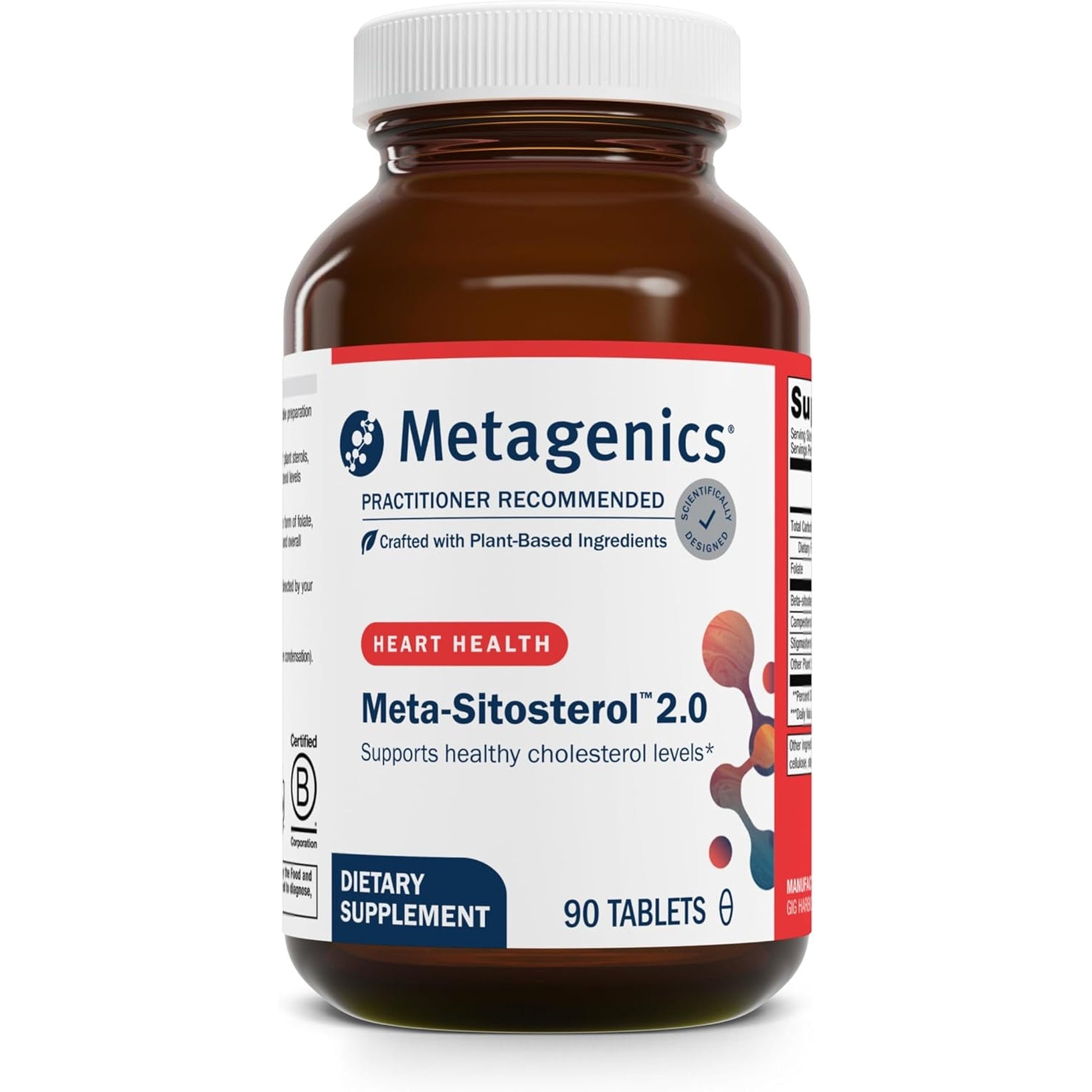 Metagenics Meta-Sitosterol 2.0 - Plant Sterol Complex with Beta-Sitosterol & Folate - Supports Healthy Cholesterol & Cardiovascular Health - Gluten-Free, Vegetarian - Cgmp Certified - 90 Tablets