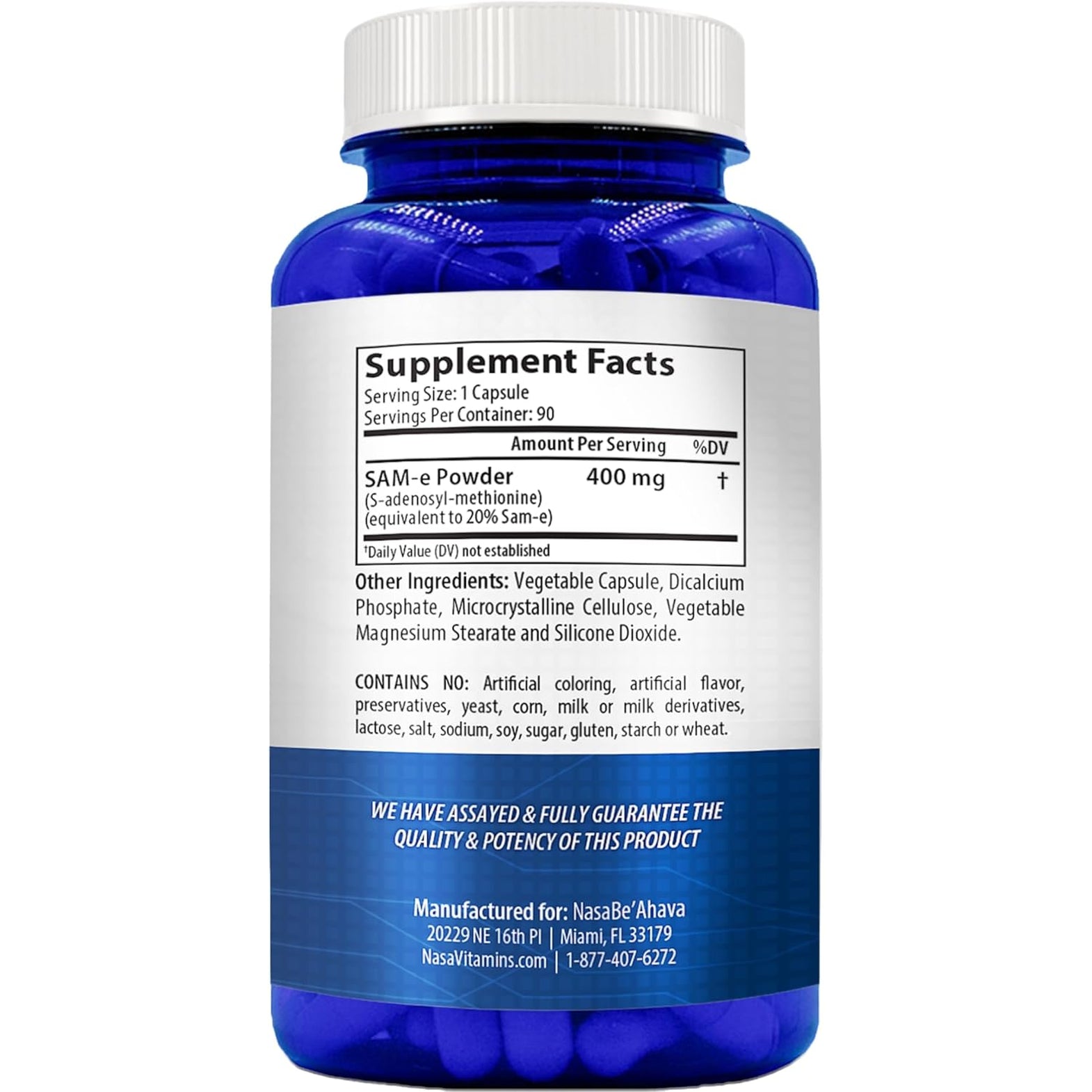 SAM-E Supplement 400Mg | Easy Absorption S-Adenosyl-L-Methionine Sam-E 400Mg for Bone and Mood Support Supplement | Made in the USA Non-Gmo and Gluten Free (90 Day Supply)