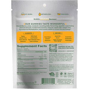 Plant People Wonderburn Metabolism & Cravings Control Gummies, Zero Sugar, Ripe Mango Flavor (60 Count)