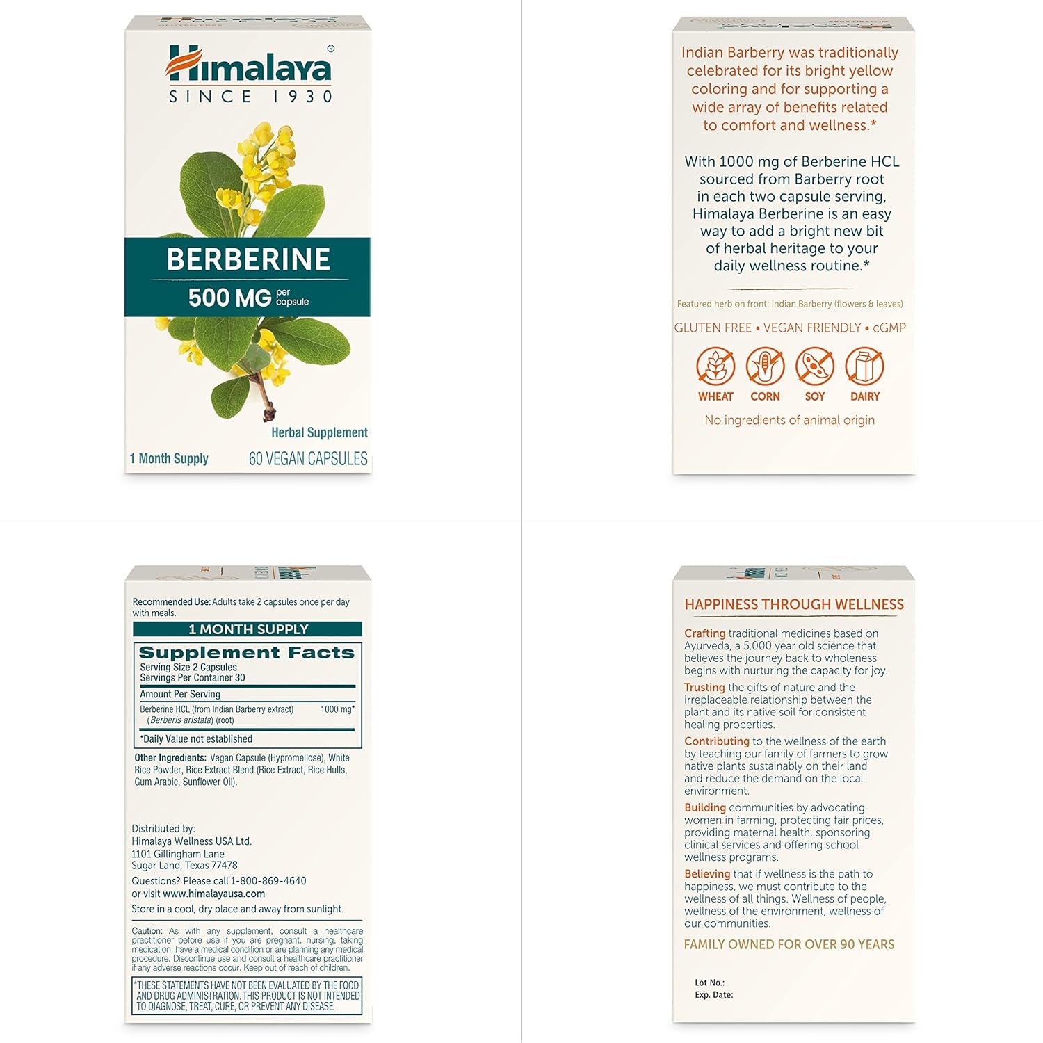 Himalaya Berberine - Herbal Supplement for Supporting Normal Metabolism, Immune, and Digestive Health - Vegan, Gluten Free, 500 Mg, 60 Vegetarian Capsules