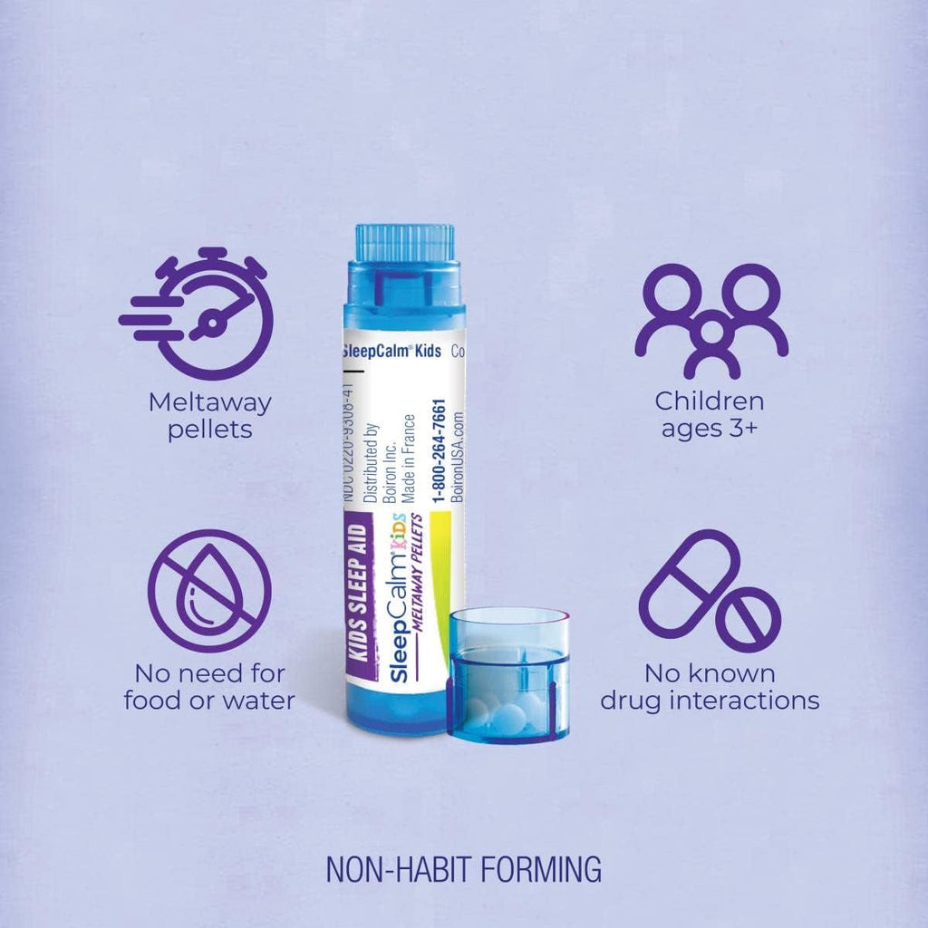 Boiron Sleepcalm Kids Sleep Aid for Deep, Relaxing, Restful Nighttime Sleep - Melatonin-Free and Non Habit-Forming - 2 Count (160 Pellets)