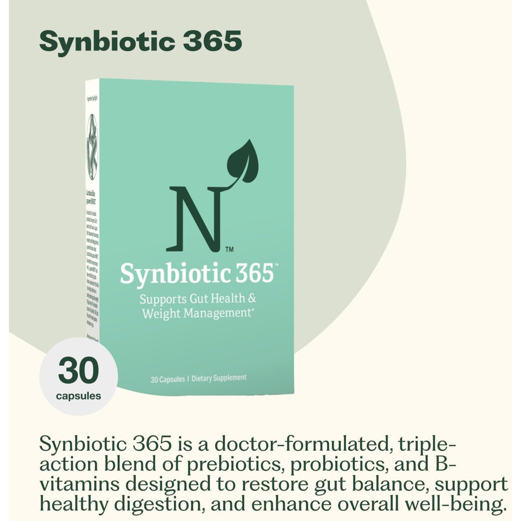 Synbiotic 365 Triple Action Prebiotics and Probiotics for Women & Men | Supplement with B Vitamins, Biotin & Niacin | Gluten Free, Non-Gmo & Vegan | 20 Billion CFU | 30 Servings