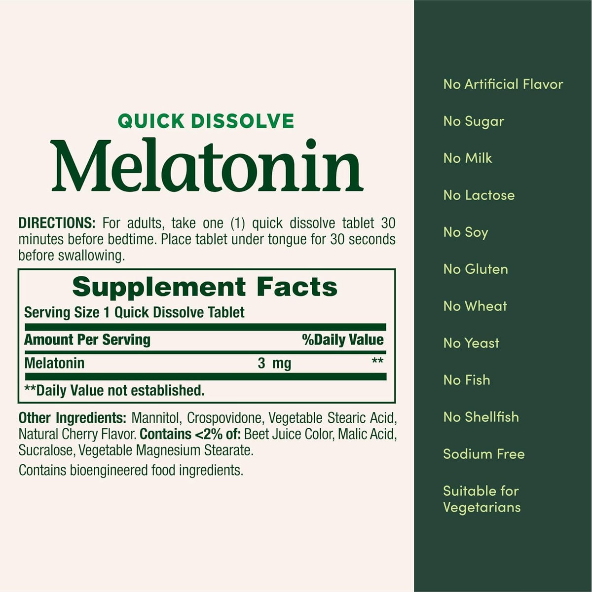 Nature'S Bounty Melatonin 3Mg Quick Dissolve, Sleep Aid Supplement, Sleep Aids for Adults, Cherry Flavor, 240 Count (Pack of 1)