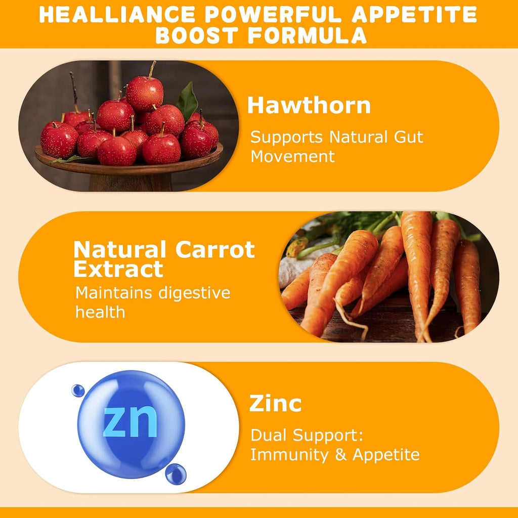 Appetite Booster Gummies for Kids Adults – Natural Blend of Hawthorn Zinc Carrot Supports Digestion Helps Increase Appetite, Promotes Healthy Eating Habits for Picky Eaters (Mixed Fruit Flavor)