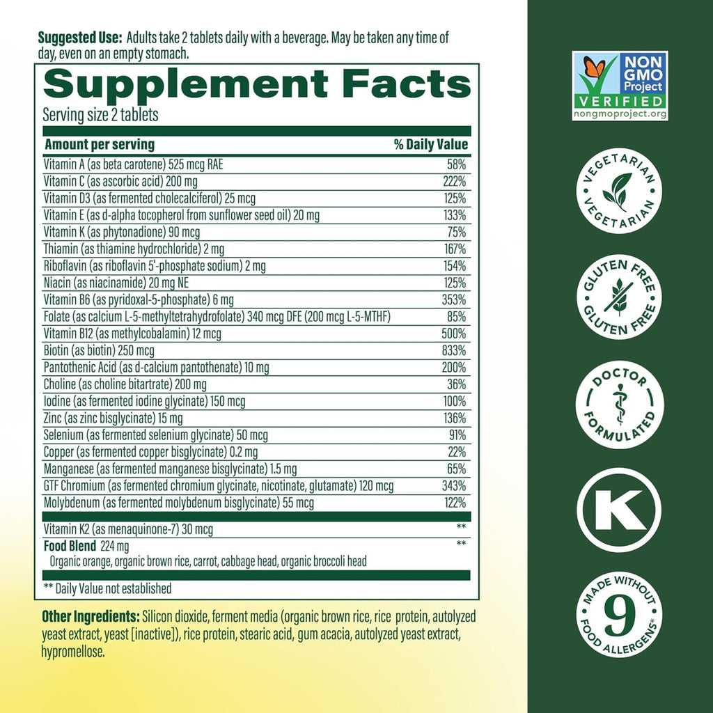 Megafood Men'S 40+ Advanced Multivitamin for Men - Dr-Formulated - Choline, Vitamin B, Vitamin C, Vitamin D, Zinc & Real Food - Brain Health, Immune Support - Vegetarian - 120 Tabs (60 Servings)