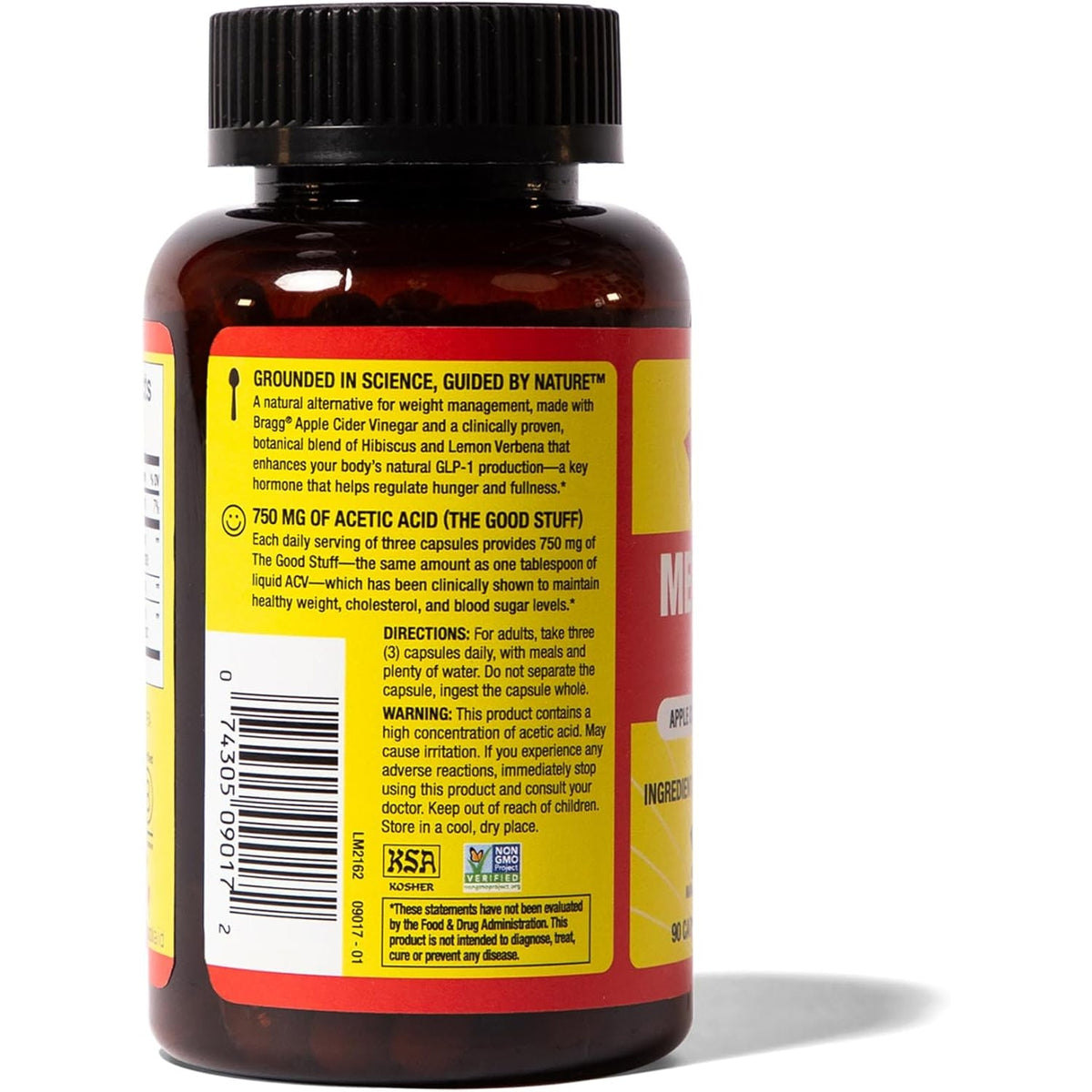 Bragg Metabolism Support Apple Cider Vinegar Capsules with Botanical Blend - 90 Capsules - Increased GLP-1 Support for Weight Management, Appetite Control, and Fullness