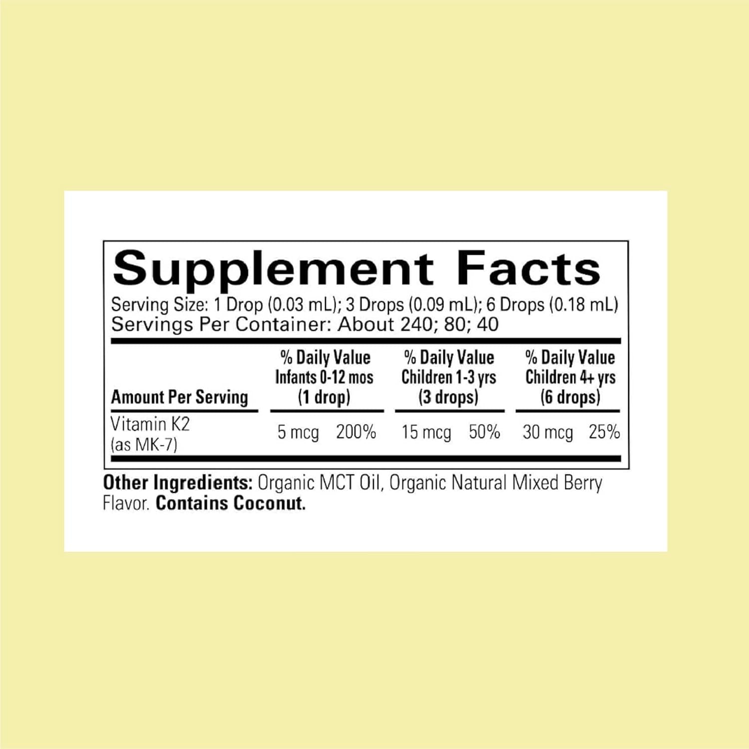 Childlife Essentials Organic Vitamin K2 Drops - Infant Toddler Baby Vitamin K, K2 Supplement for Kids, Liquid K2 as MK7, Vitamin K Drops - Natural Berry Flavor, 0.25 Fl Oz (Pack of 1)