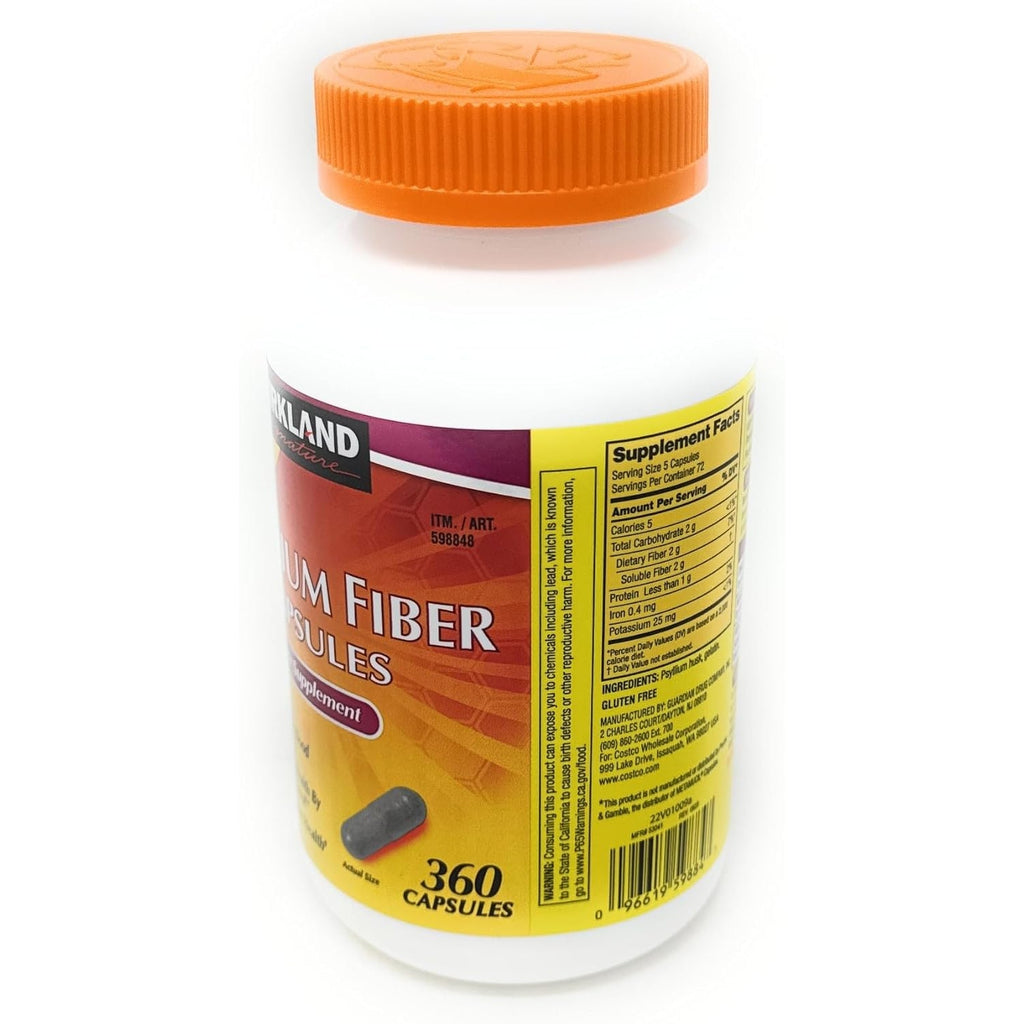 Fiber Capsules Kirkland Therapy for Regularity/Fiber Supplement, 360 Capsules - Compare to the Active Ingredient in Metamucil Capsules