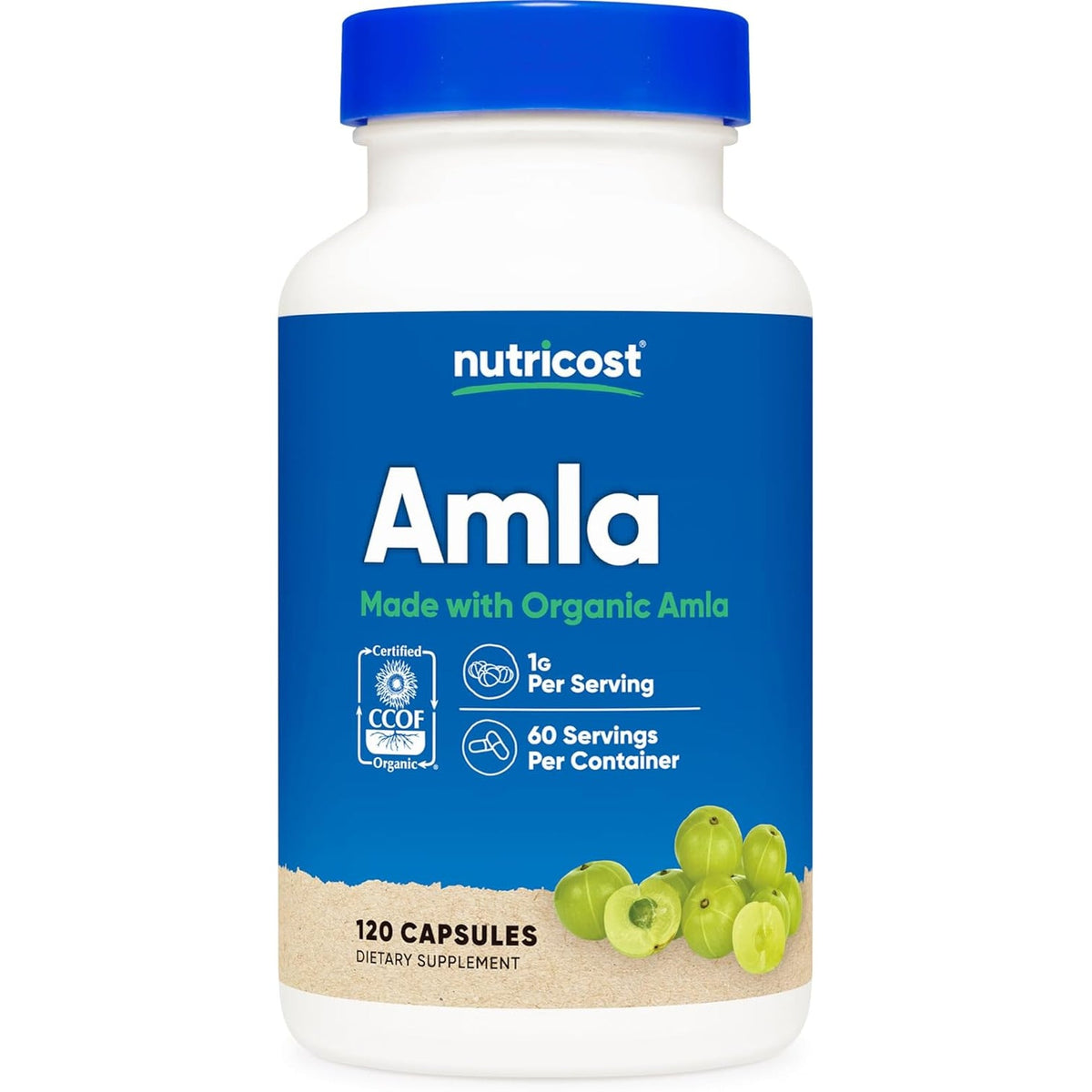 Nutricost Amla 1000Mg, 120 Vegetarian Capsules - CCOF Certified Made with Organic, Non-Gmo, Gluten Free, 60 Servings
