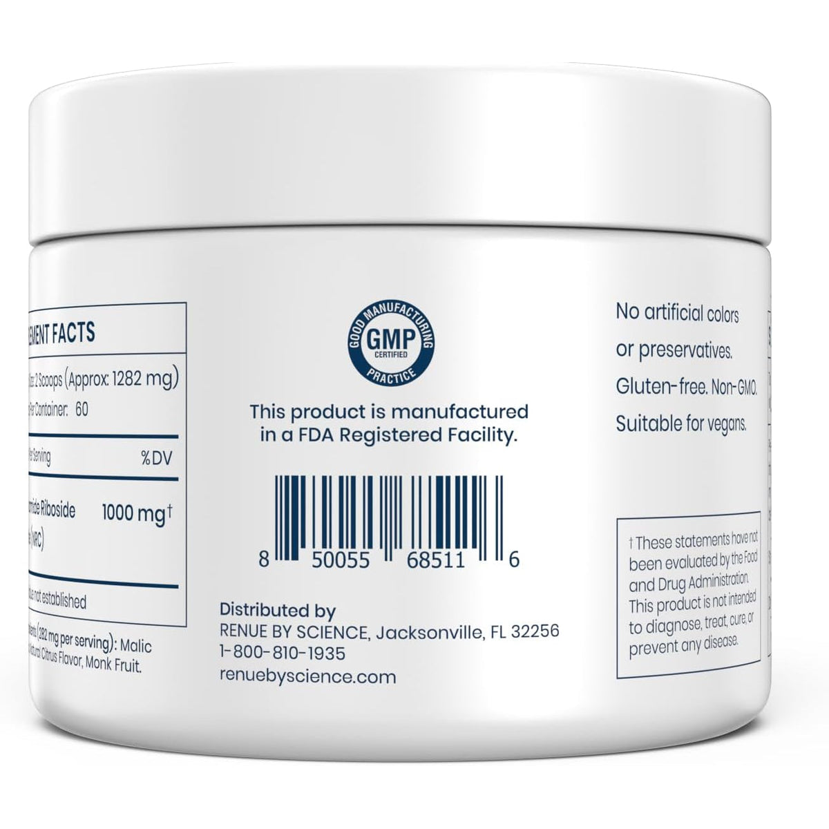 Renue by Science Nicotinamide Riboside | 1000Mg Nicotinamide Powder - High Strength NR NAD Powder Sublingual Citrus Burst Flavor | Manufactured in the USA & Third-Party Tested | 60 Servings