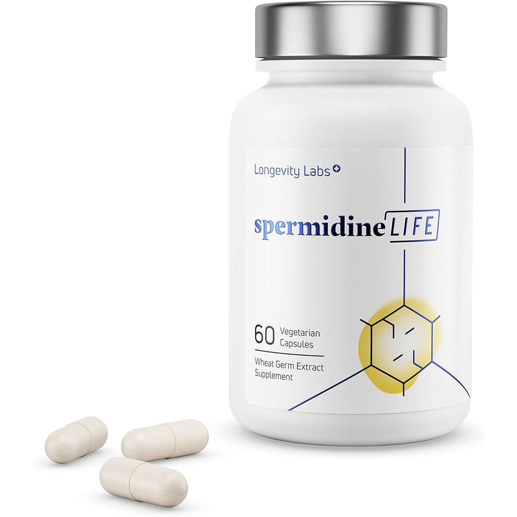 LONGEVITY LABS + Spermidinelife Natural Supplement, Non-Synthetic Plant-Based Wheat Germ Extract with High Spermidine & Zinc for Cell Renewal, Vegan, for Women & Men, 60 Capsules