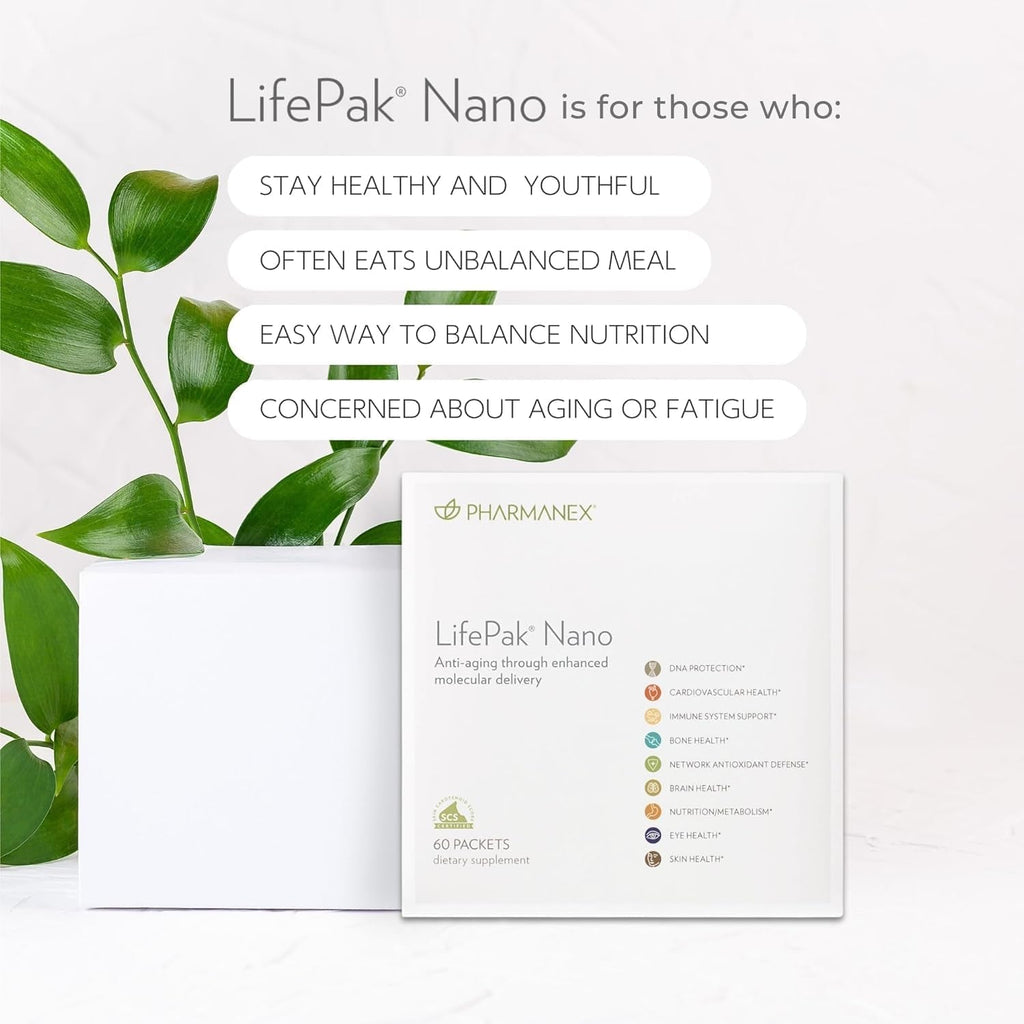 Nu Skin Pharmanex Lifepak Nano | Daily Supplement with Essential Nutrients | Boosts Overall Health, Immunity, and Vitality | Convenient & On-The-Go Nutrient Packets for Active Lifestyles | 60 Packets