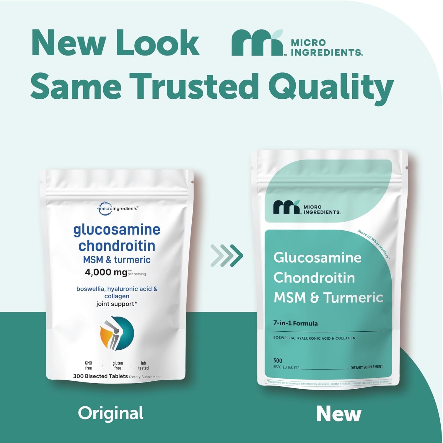 Micro Ingredients Glucosamine Chondroitin MSM and Turmeric Supplement, 300 Bisected Tablets | 1,500 Mg Glucosamine per Serving | 7-In-1 with Boswellia, Hyaluronic Acid, & Collagen Complex