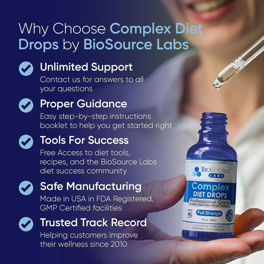Biosource Labs Complex Diet Drops – Best Natural Drops for Men and Women (1 Bottle, 2 Fl Oz) - 30 Day Supply