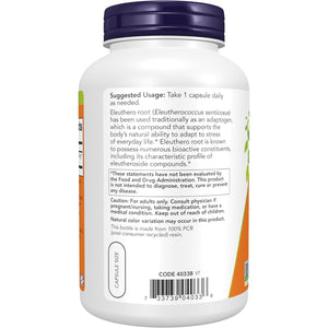 NOW Supplements, Eleuthero (Eleutherococcus Senticosus) 500 Mg, Adaptogenic Herb*, 250 Veg Capsules